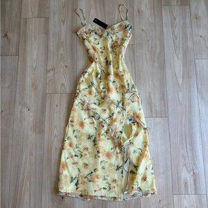 NEW Lulus Yellow Floral Slip Dress